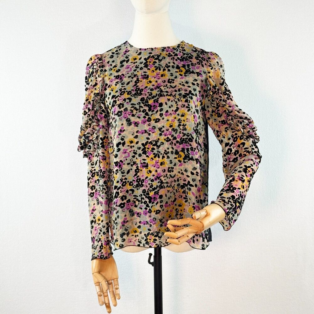See By Chloe | Blouse | Multi-colored | Ruffle Long Sleeve | Sz 36 US 6 | Silk